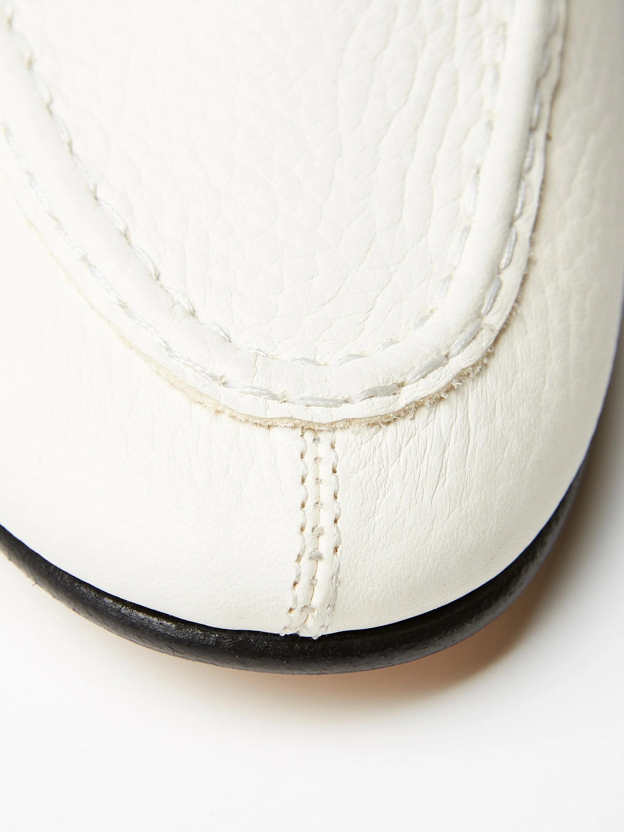 Split-Toe Penny Loafer in White Grain Leather