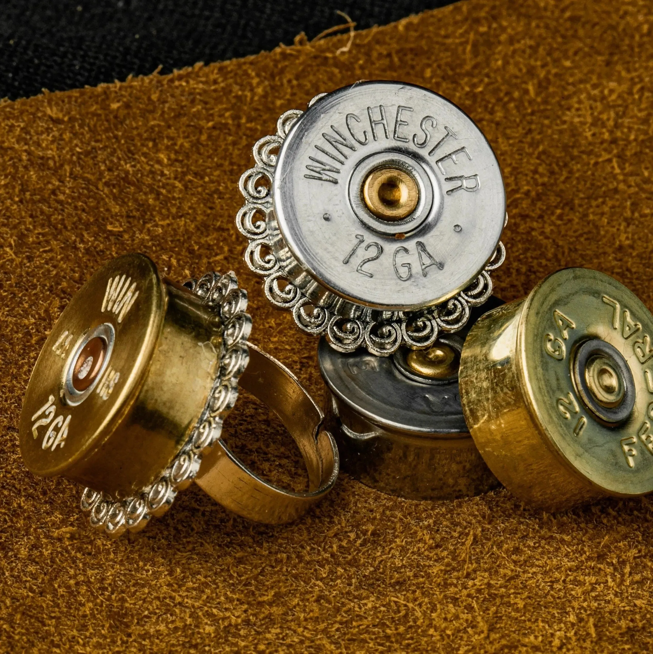 Steampunk 12 gauge rings