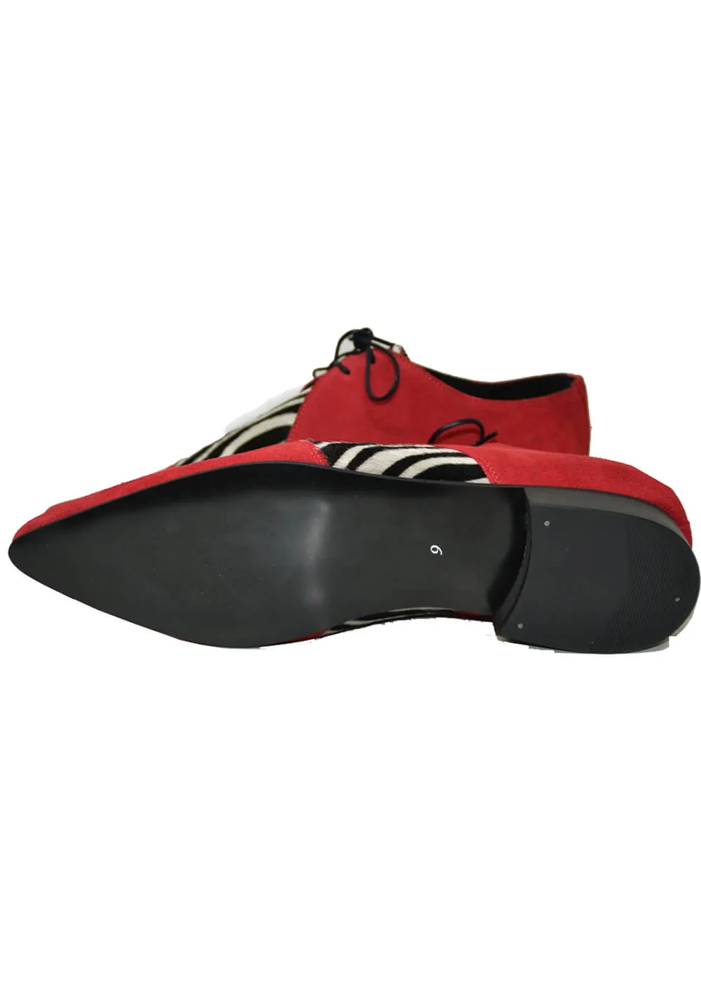 Steelground Beat Zebra Suede Leather 50's Shoes Red White