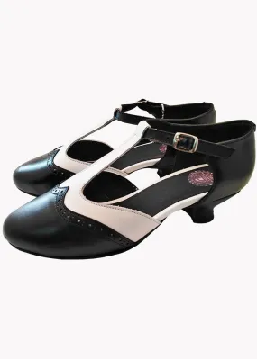 Steelground Gemma Leather 50's Pumps Black White