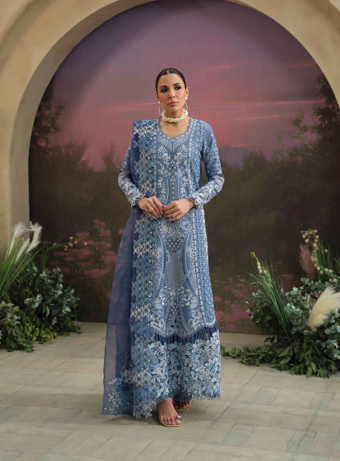 The Painted Garden By Afrozeh Embroidered Lawn 3 Piece Unstitched Suit AF24PG D-07 INDIGO INK