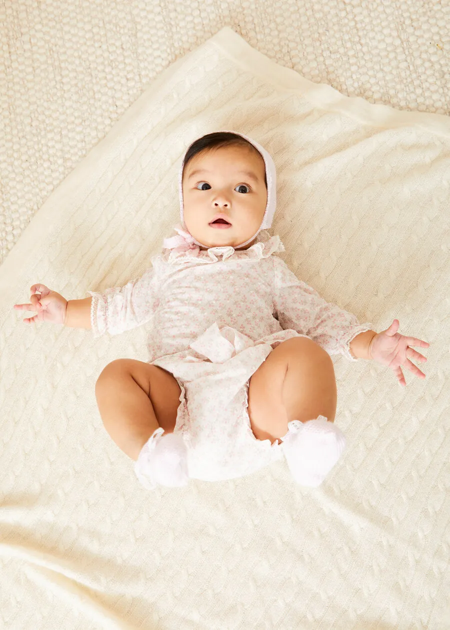 Tilly Floral Print Bloomers With Bow Detail in Pink (1-6mths)