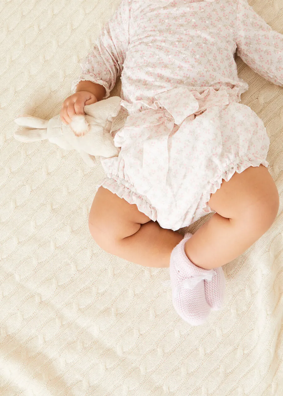 Tilly Floral Print Bloomers With Bow Detail in Pink (1-6mths)