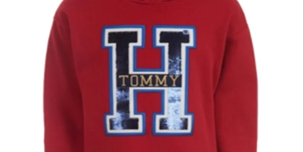 Tommy Hilfiger Big Girl's Hooded Sequined Sweatshirt Dress Red Size 16