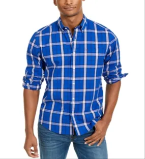 Tommy Hilfiger Men's Ballard Stretch Plaid Shirt Blue Size XX-Large