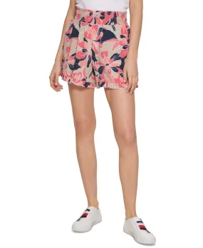 Tommy Hilfiger Women's Printed Pull On Shorts Pink Size Small