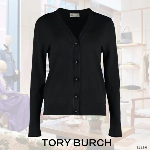 Tory Burch  |Monogram Casual Style Unisex Wool Silk Rib Blended Fabrics