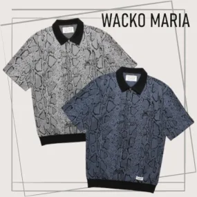 WACKO MARIA  |Unisex Silk Cotton Short Sleeves Python Logo Polos