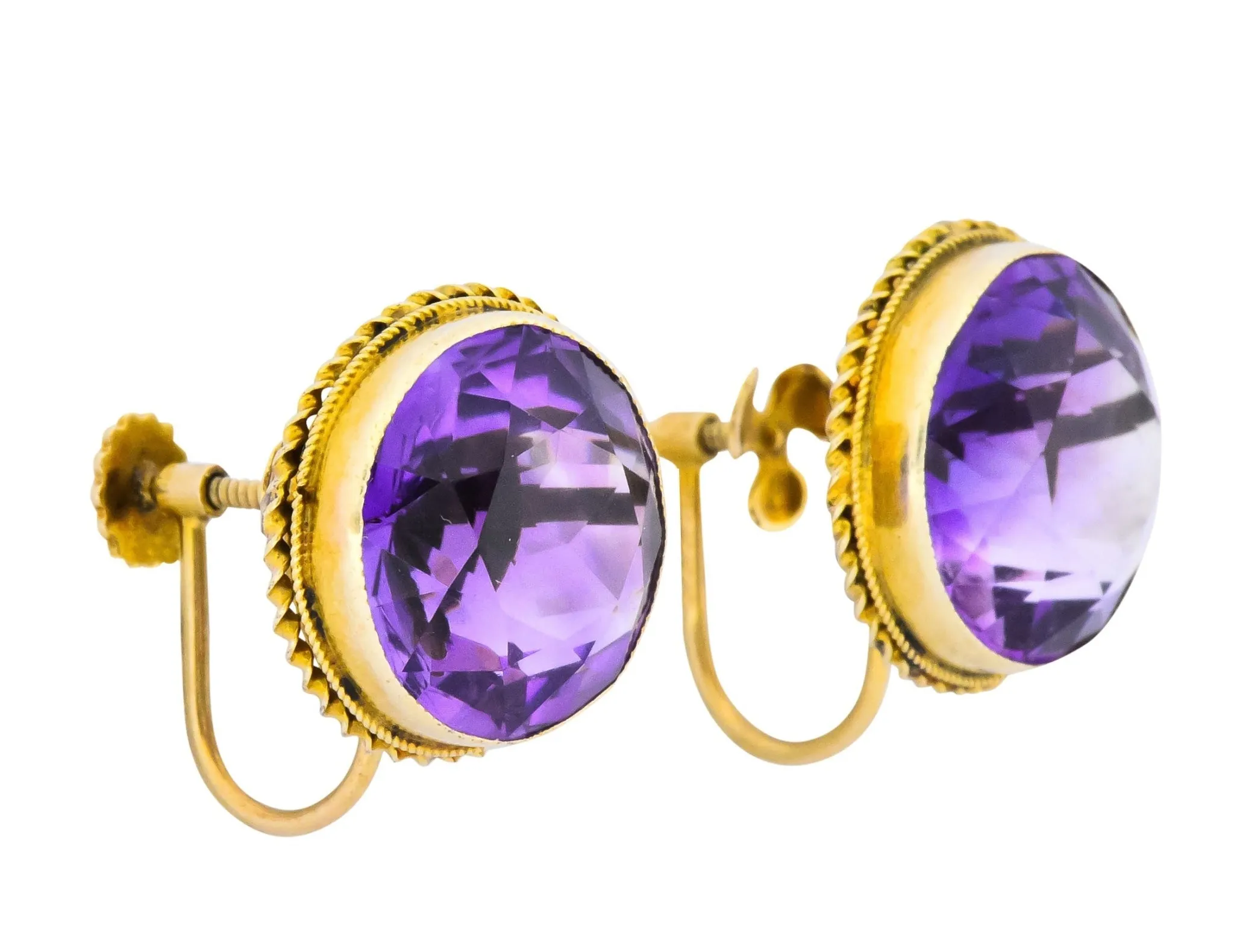 Walter Lampl 13.00 CTW Amethyst 14 Karat Gold Earrings