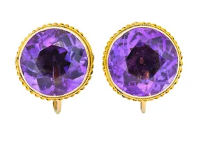 Walter Lampl 13.00 CTW Amethyst 14 Karat Gold Earrings