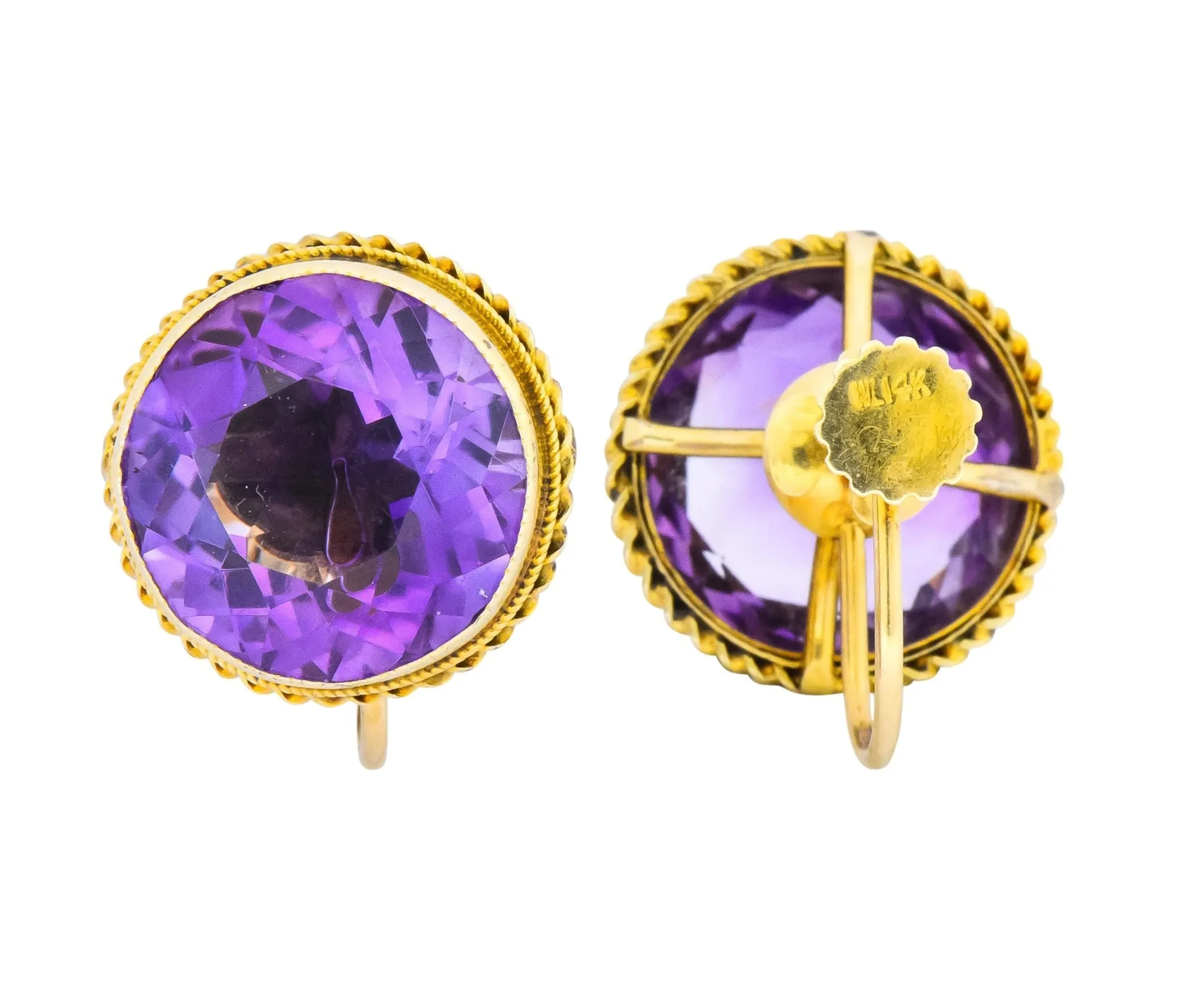 Walter Lampl 13.00 CTW Amethyst 14 Karat Gold Earrings