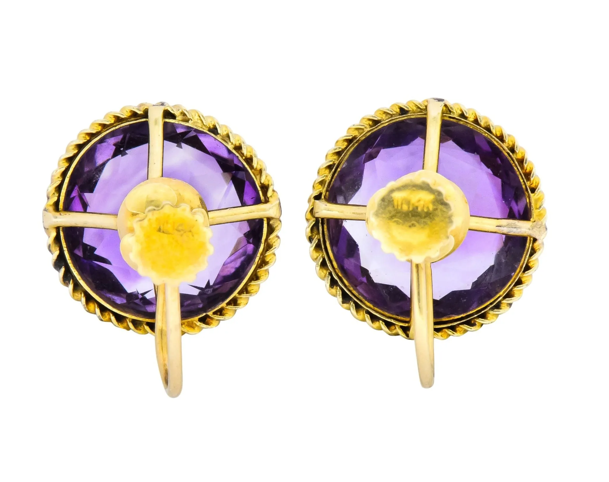 Walter Lampl 13.00 CTW Amethyst 14 Karat Gold Earrings