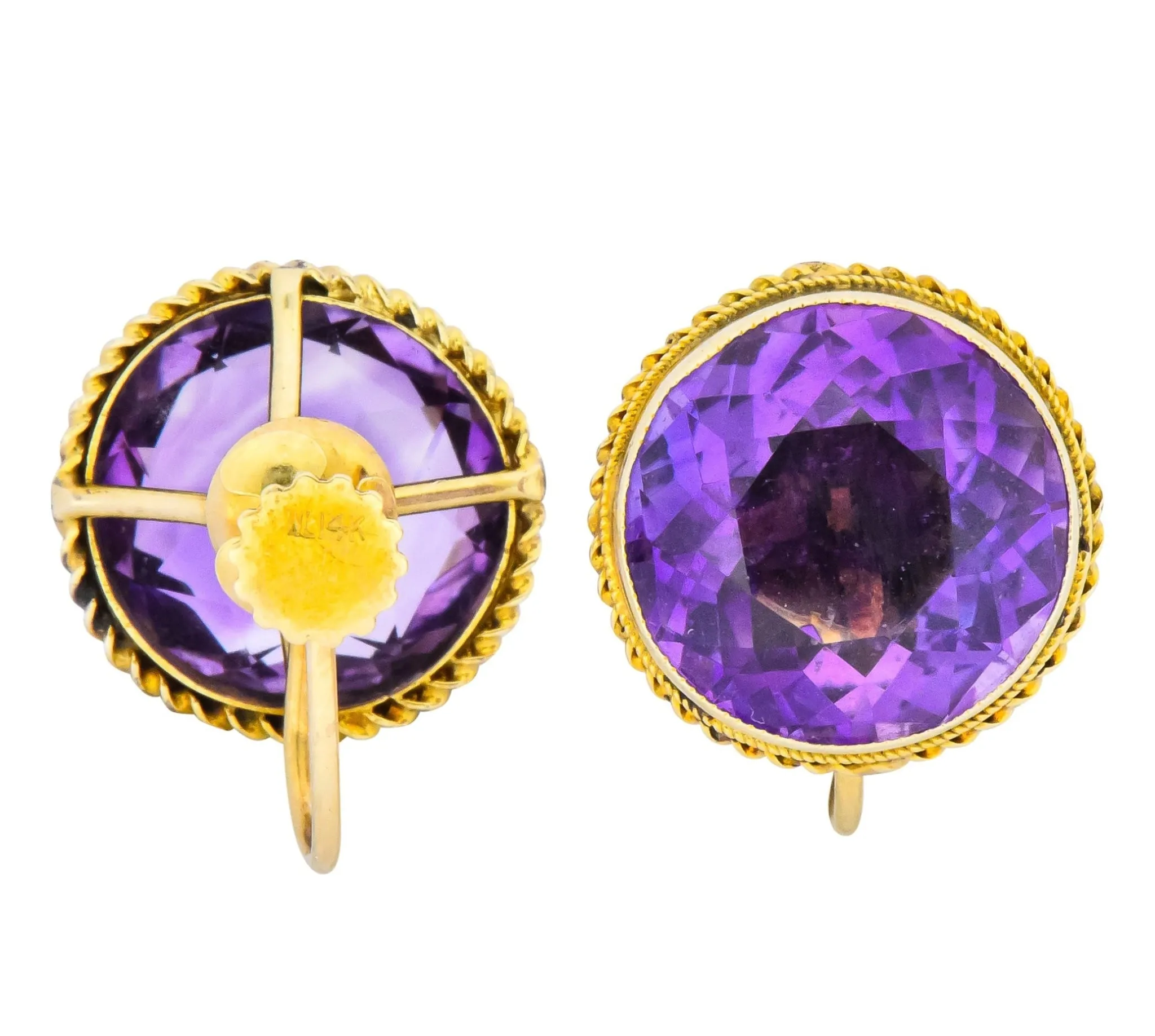 Walter Lampl 13.00 CTW Amethyst 14 Karat Gold Earrings