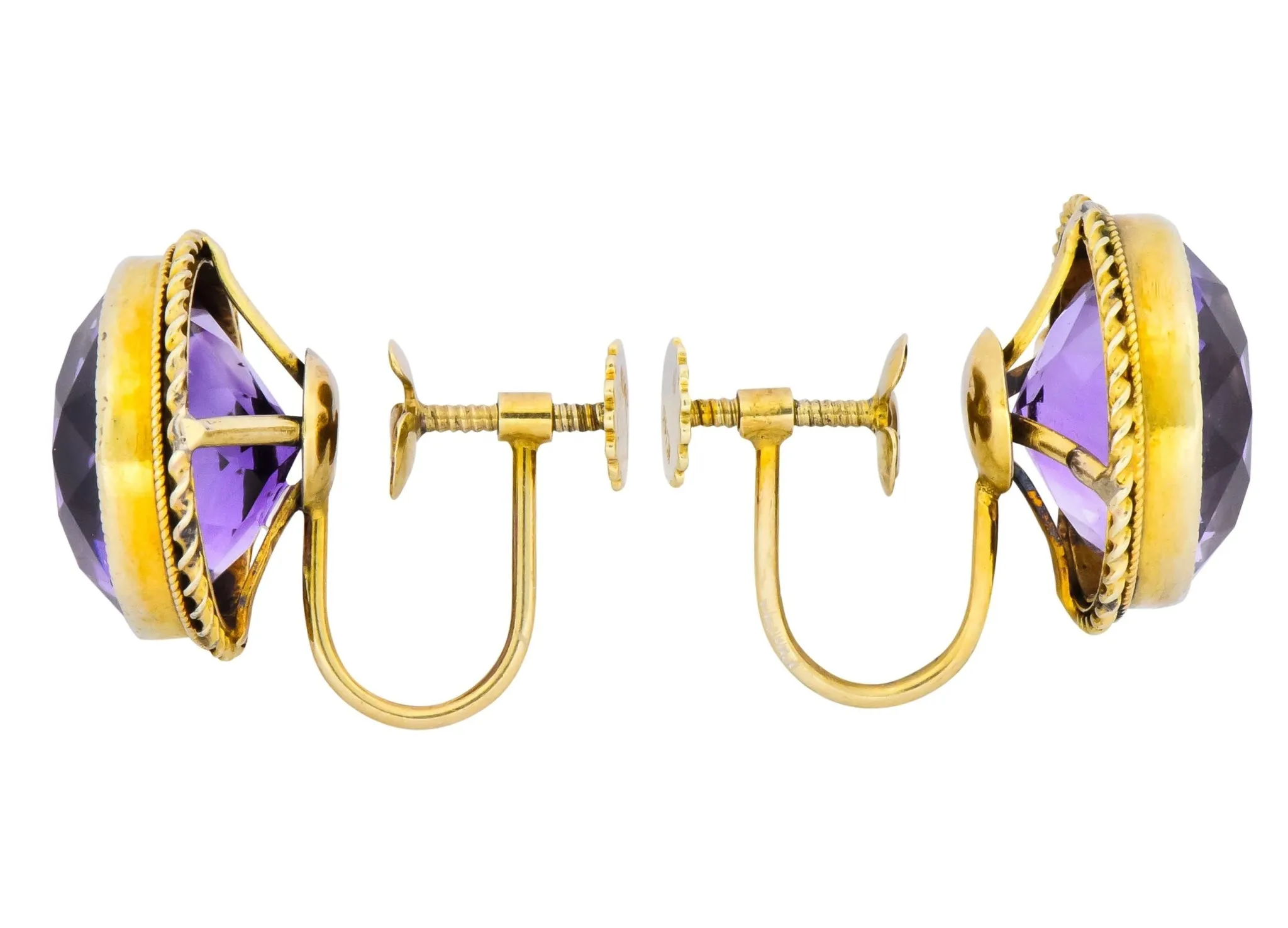 Walter Lampl 13.00 CTW Amethyst 14 Karat Gold Earrings