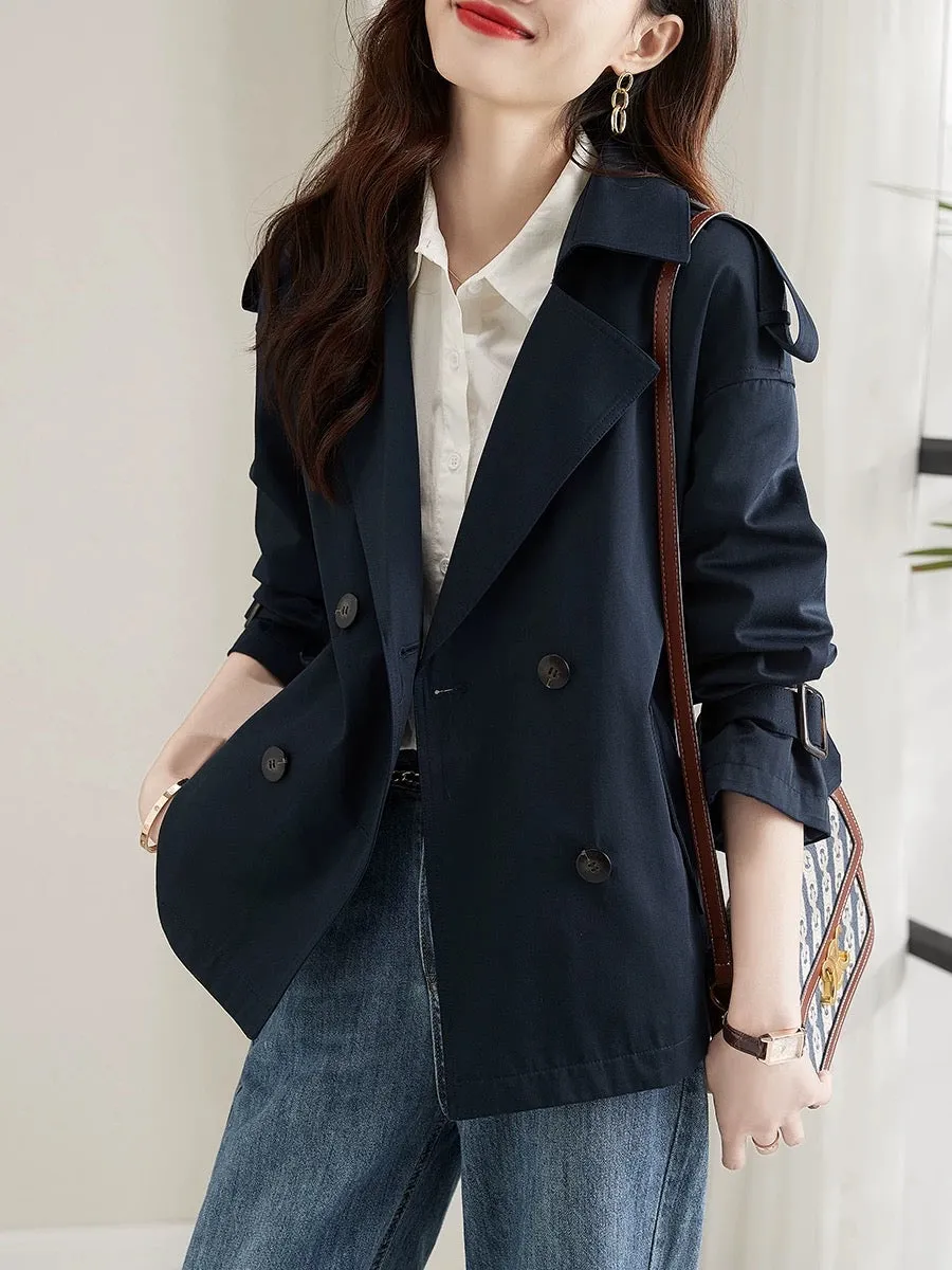 XWI/Xinwei Navy Suit Windbreaker Jacket Women's 2024 Autumn New Style This Year's Popular Slim Wear Top